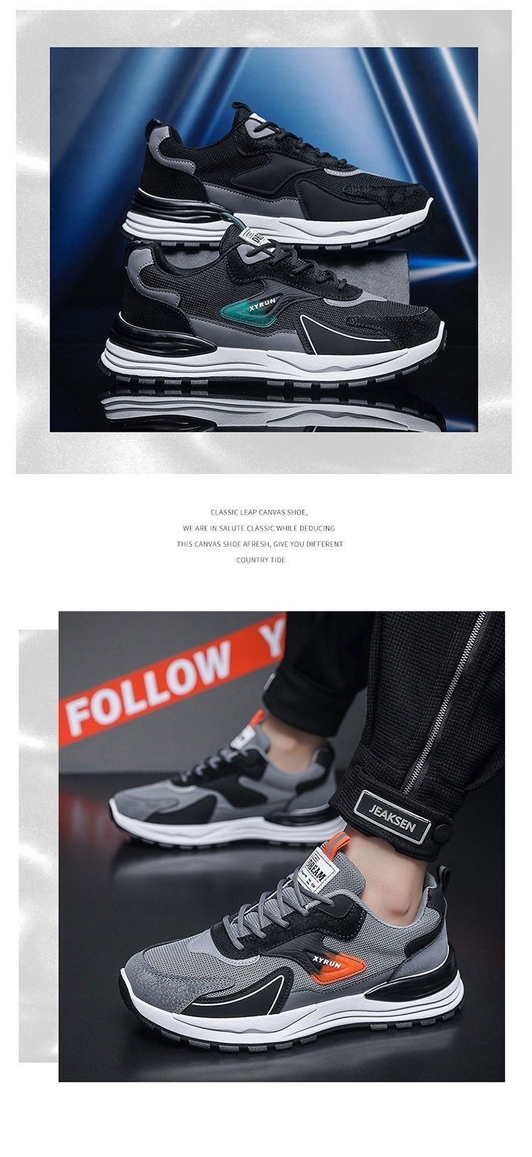Scarpe da corsa da uomo traspiranti in mesh con lacci detail 2