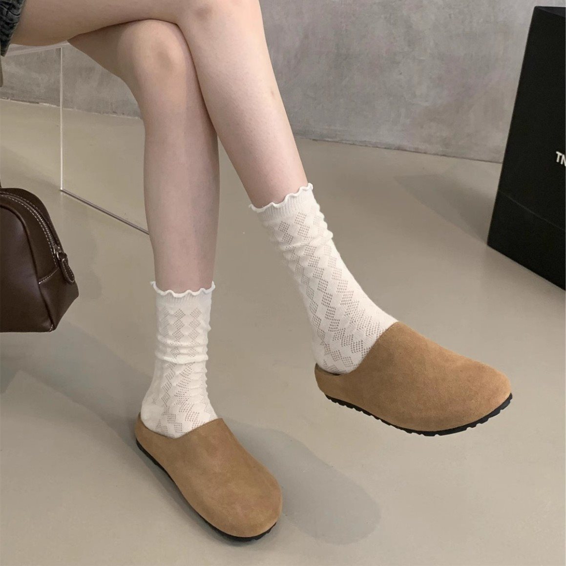 Pantuflas destalonadas cómodas de ante para mujer 3