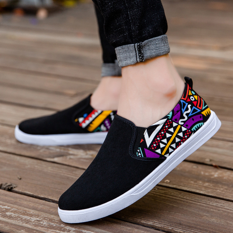 Men's Lightweight Breathable Ethnic Print Canvas Casual Shoes detail 5