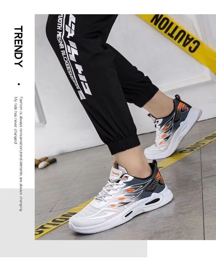 Men's Breathable Mesh Lace-Up Platform Running Shoes detail 4