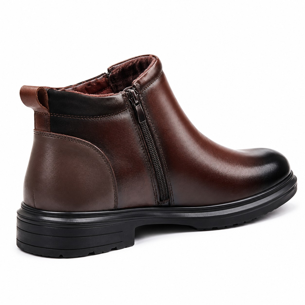 Men's Full-Grain Leather Double-Buckle Ankle Boots 7