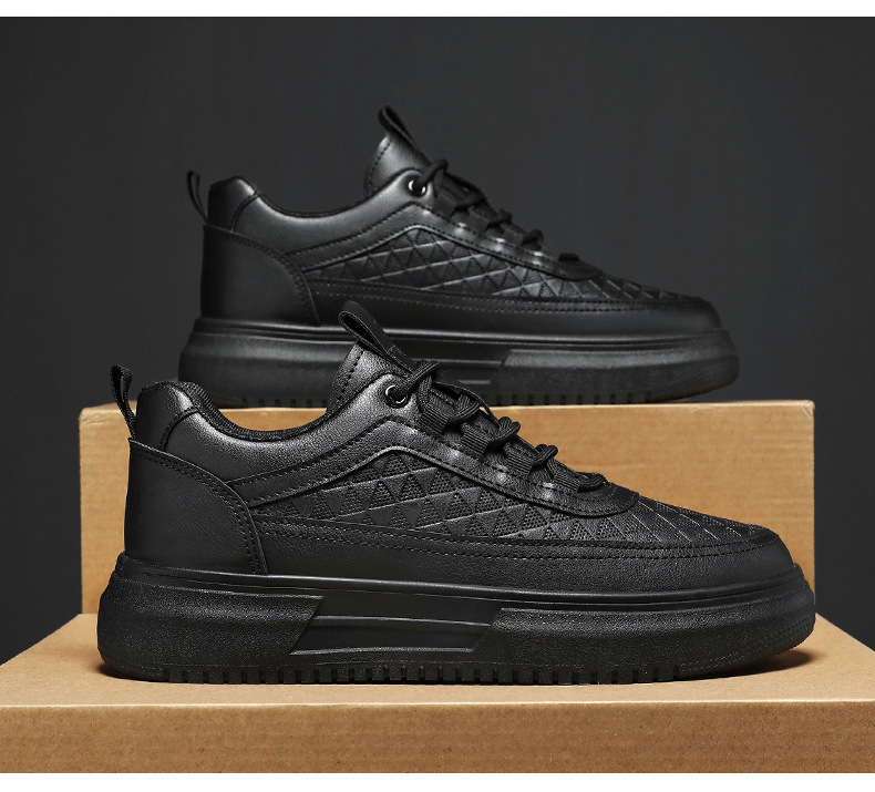 Men's Platform Lace-Up PU Leather Casual Shoes detail 2