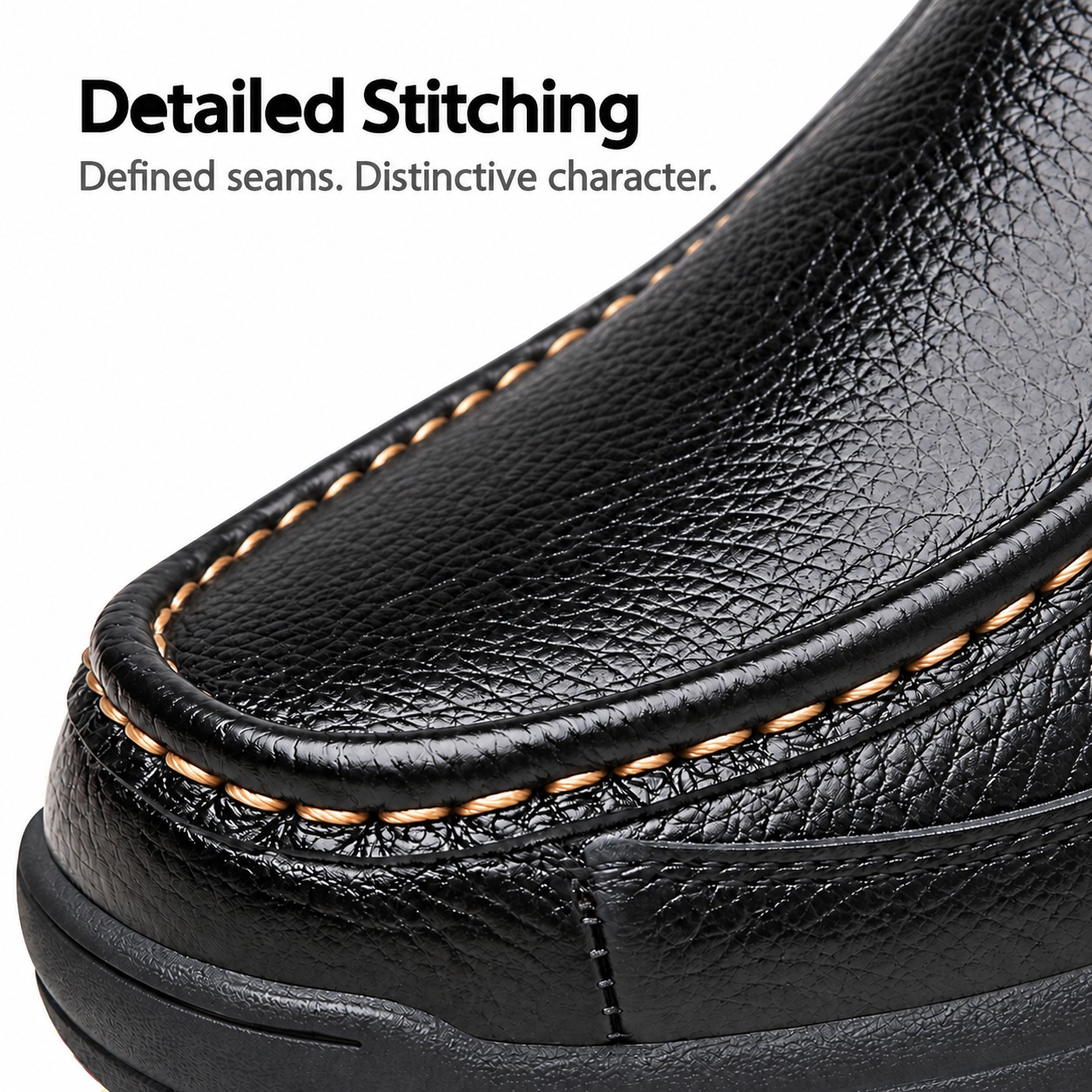 Men's Full-Grain Leather Lug-Sole Casual Shoes detail 2