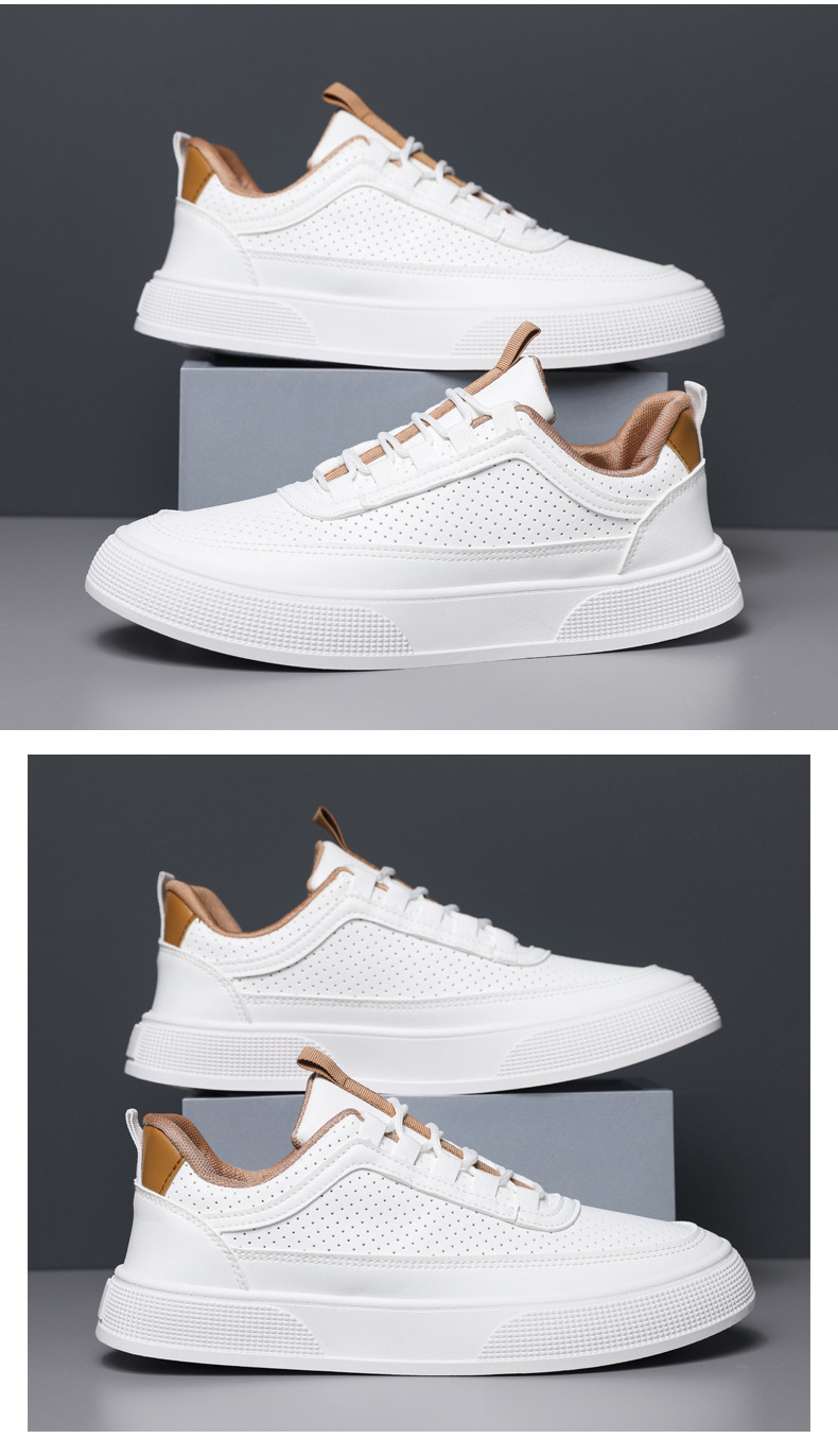 Men's Breathable Perforated Lace-Up Casual Shoes detail 4