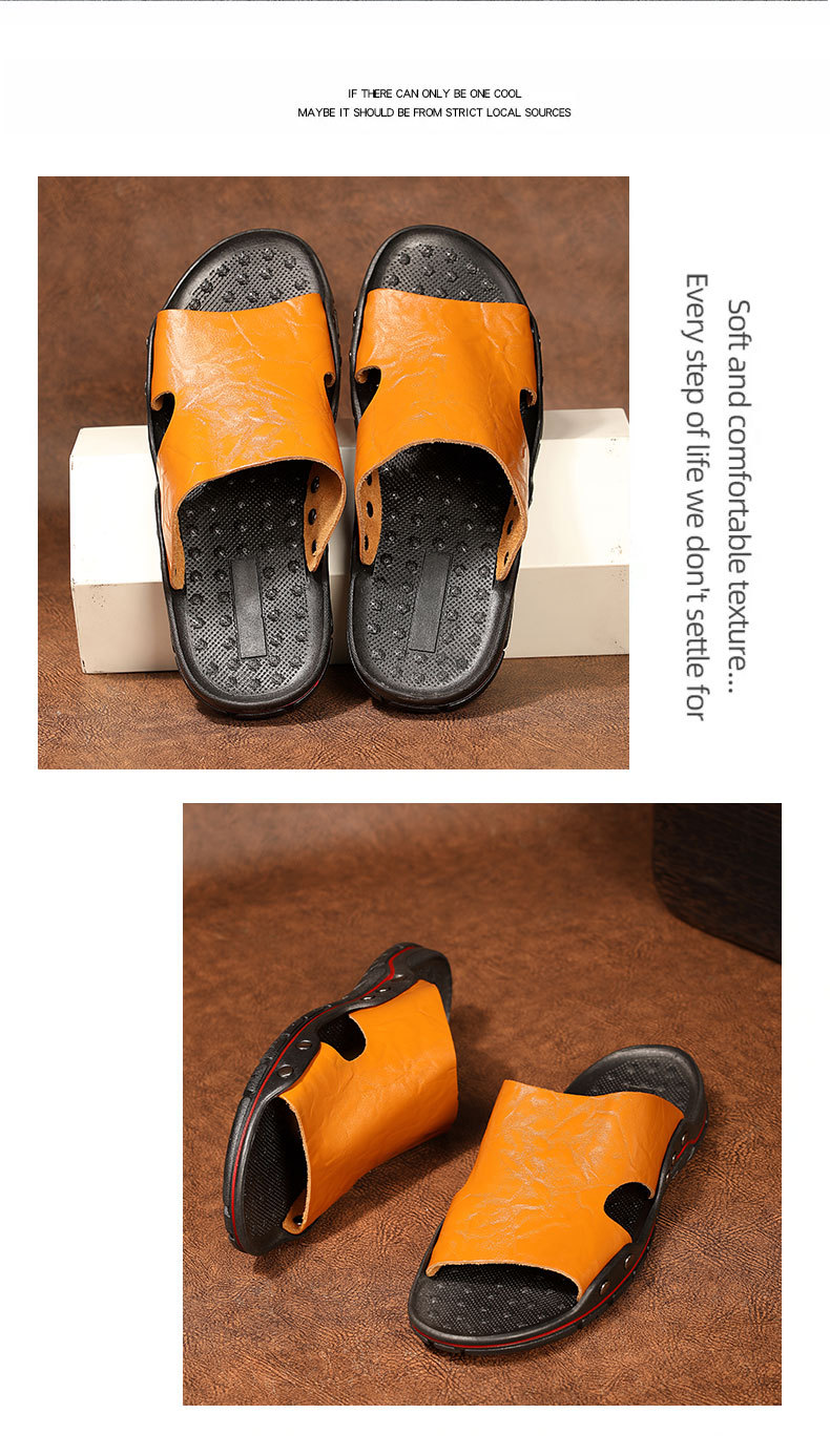Men's Casual Non-Slip PU Leather Slide Slippers detail 9