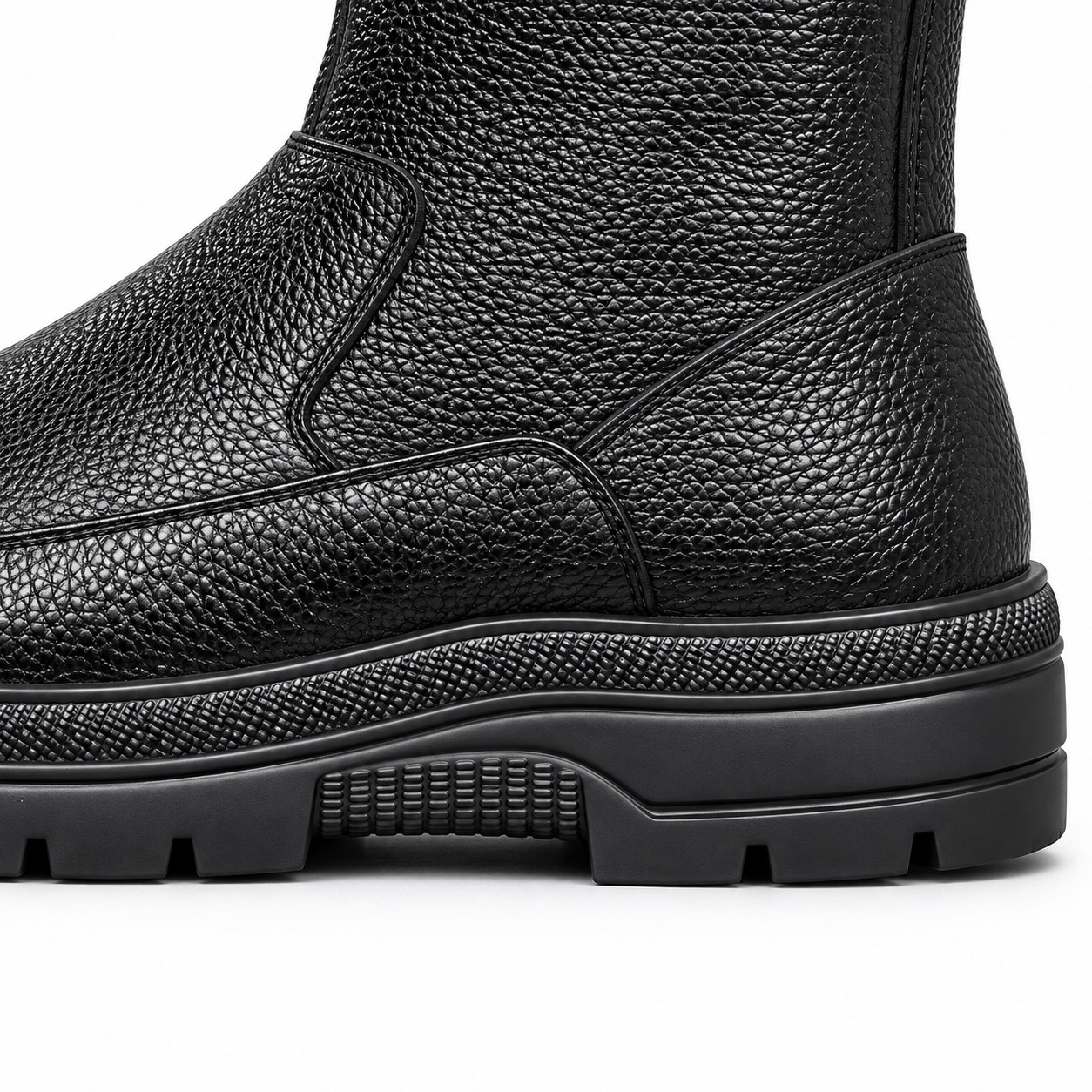 Men's Fur-Lined Full-Grain Leather Side-Zip Boots 13