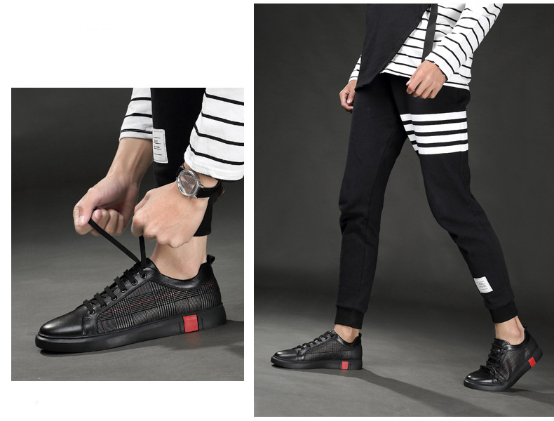 Herren-Freizeitschuhe aus Leder zum Schnüren mit Karomuster detail 2