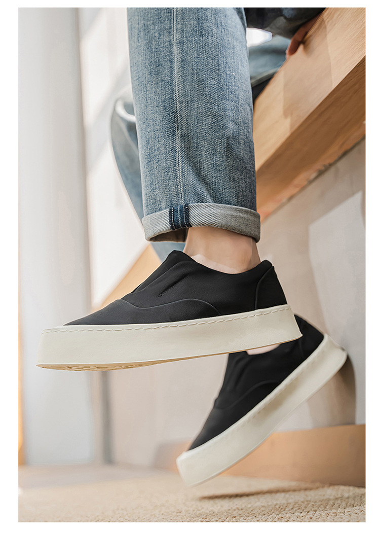 Zapatos casuales slip-on de lona con plataforma para hombre detail 11
