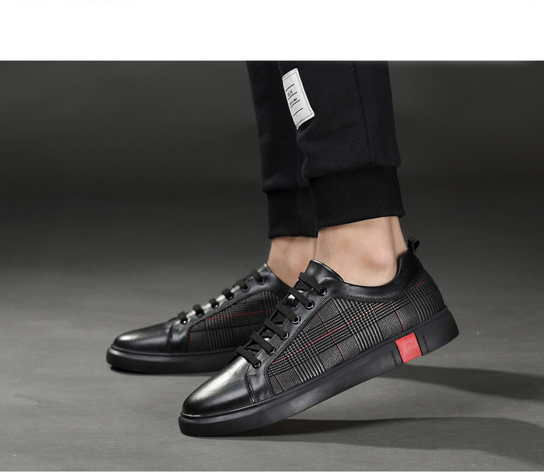 Herren-Freizeitschuhe aus Leder zum Schnüren mit Karomuster detail 1