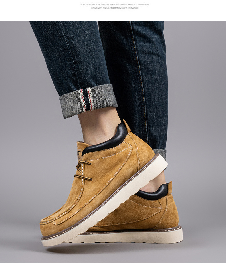 Men's Suede Lace-Up Moc Toe Casual Shoes detail 6
