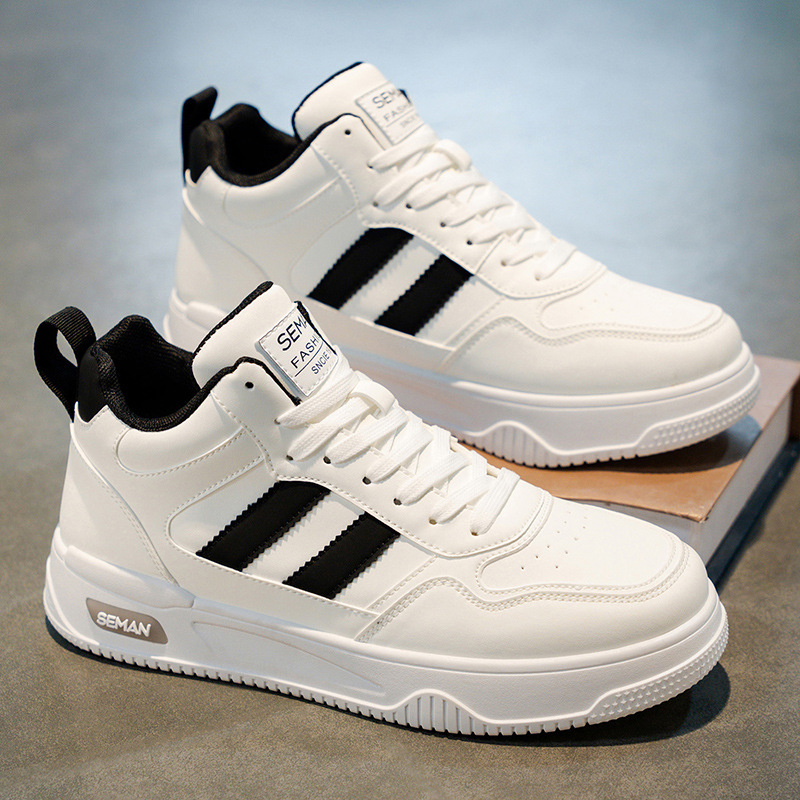 Men's Lace-Up PU Leather Colorblock Casual Sneakers 4