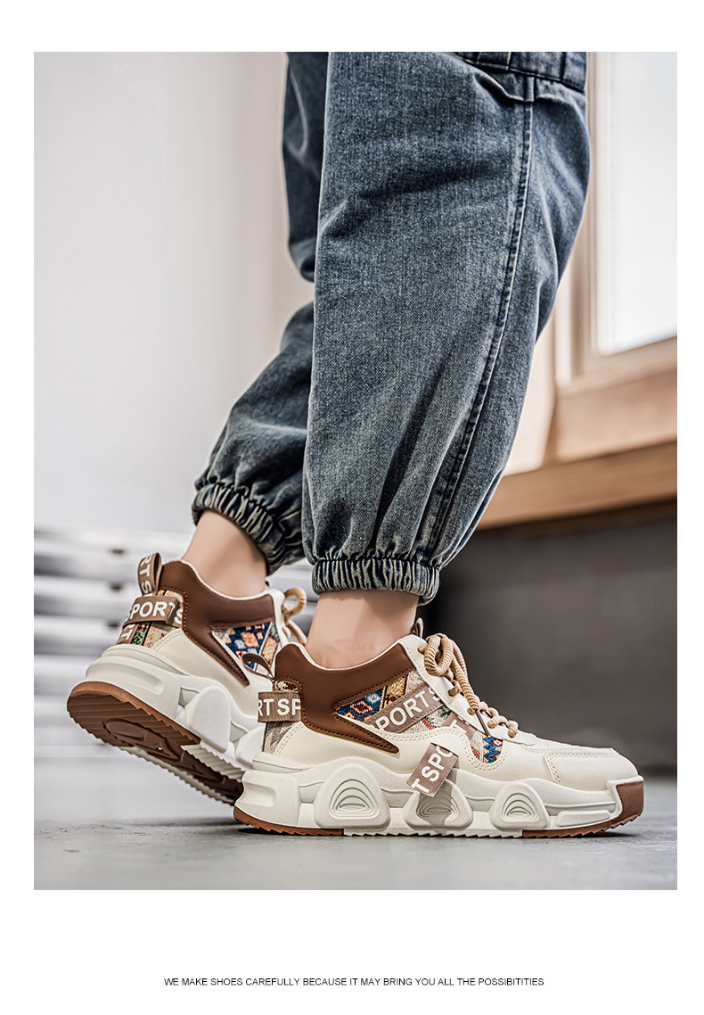 Rutschfeste Plateau-Freizeitschuhe für Herren mit Schnürung detail 9