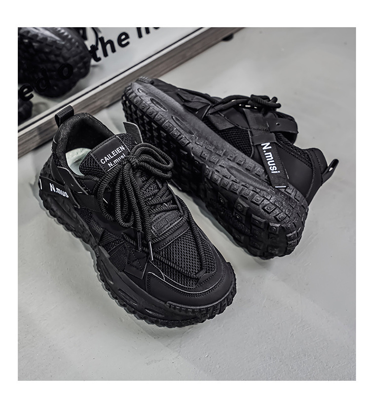 Scarpe casual da uomo traspiranti in mesh stringate con zeppa detail 13