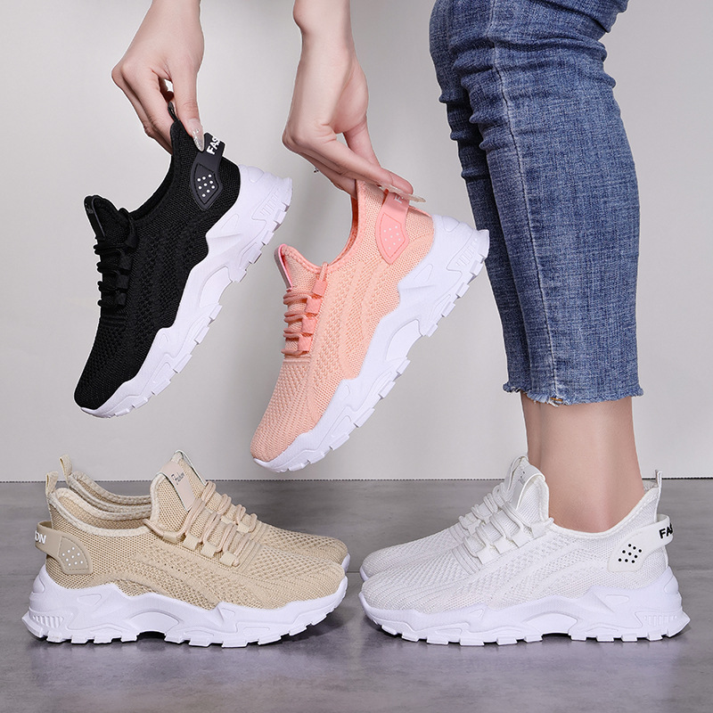 Ademende chunky platform sneakers voor dames van gebreid materiaal 5