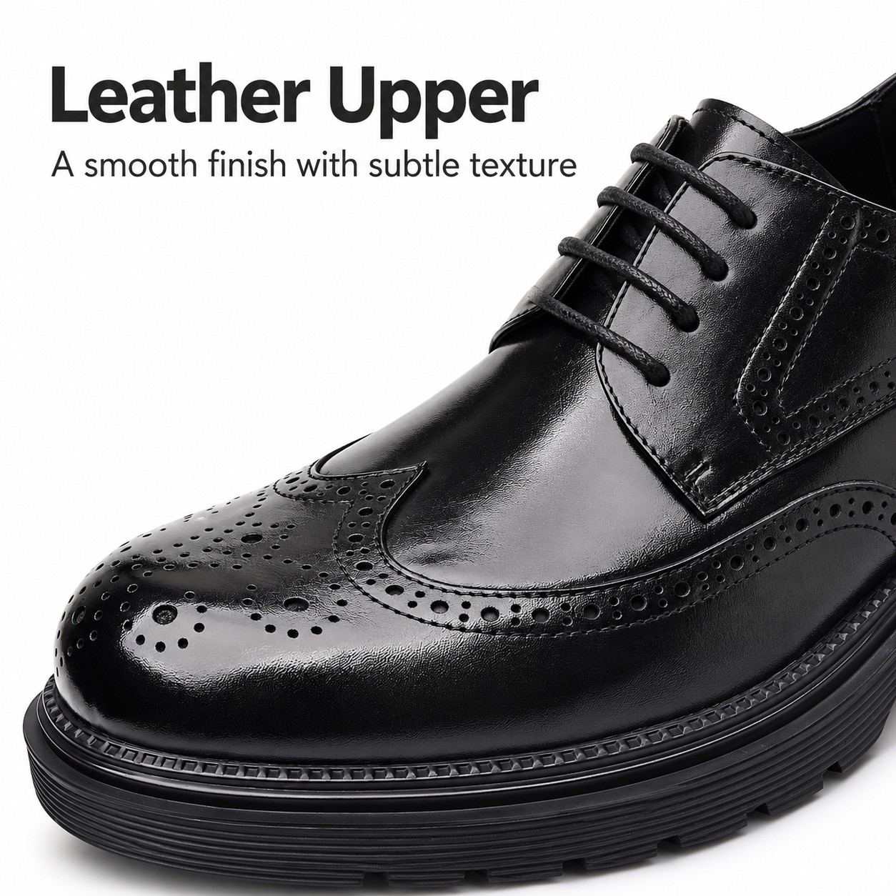 Men's Full-Grain Leather Wingtip Brogue Derby Dress Shoes detail 1