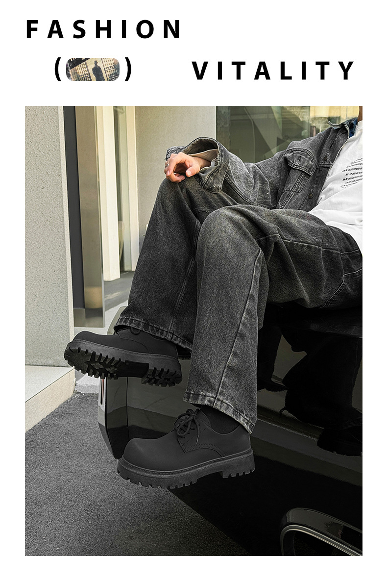 Scarpe casual stringate chunky da uomo in ecopelle PU detail 5