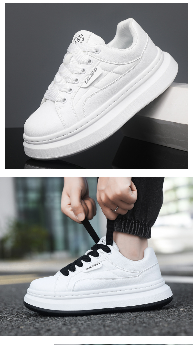 Herren Plateau-Freizeitschuhe aus PU-Leder zum Schnüren detail 11