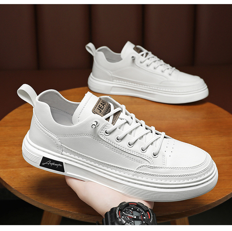 Herren Freizeitschuhe aus PU-Leder Rutschfeste Sneaker zum Schnüren detail 10