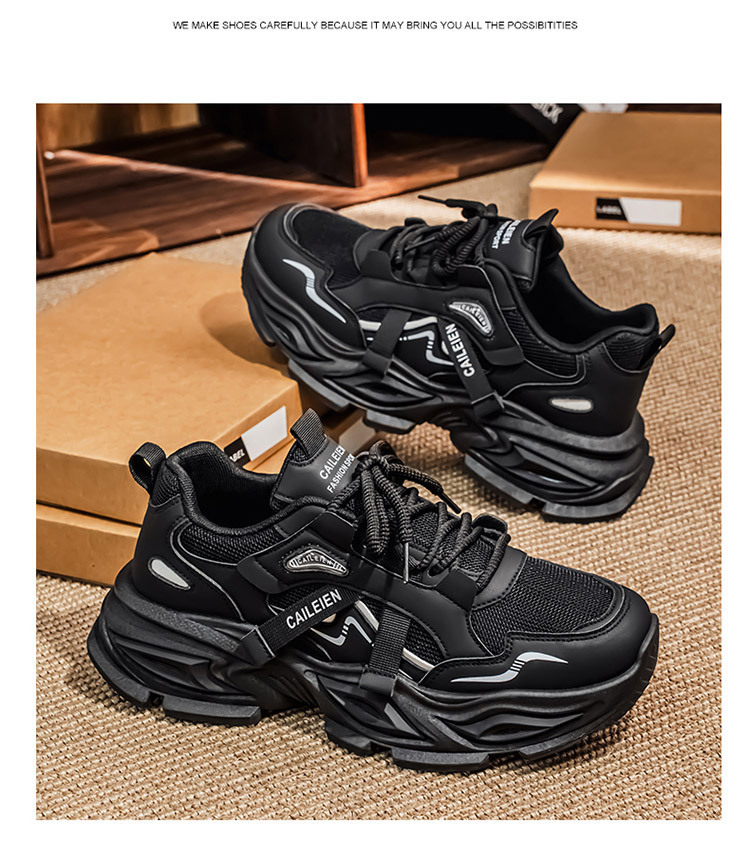 Atmungsaktive Chunky Plateau-Sneaker für Herren mit Schnürung detail 14