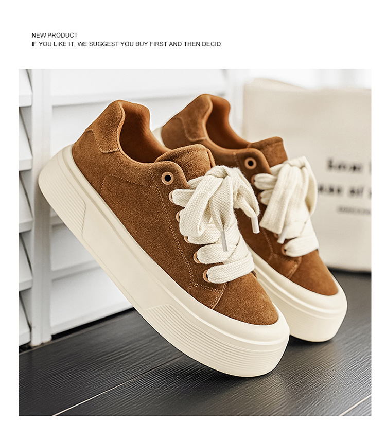 Unisex Plateau-Freizeitschuhe aus Wildleder mit Dämpfung und Schnürung detail 5