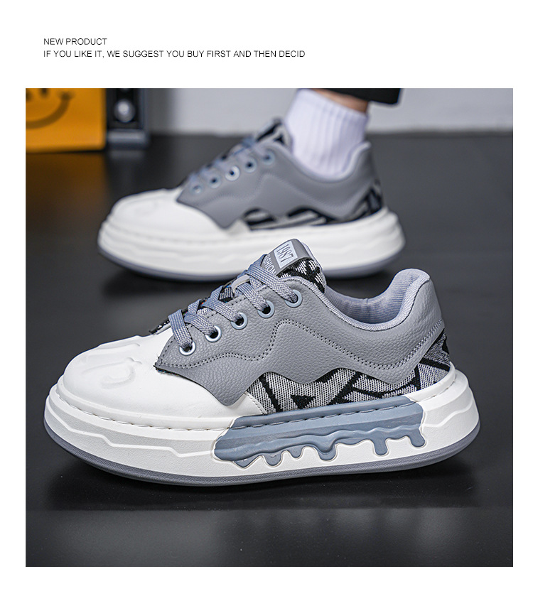 Men's Colorblock Lace-Up Platform Casual Sneakers detail 5