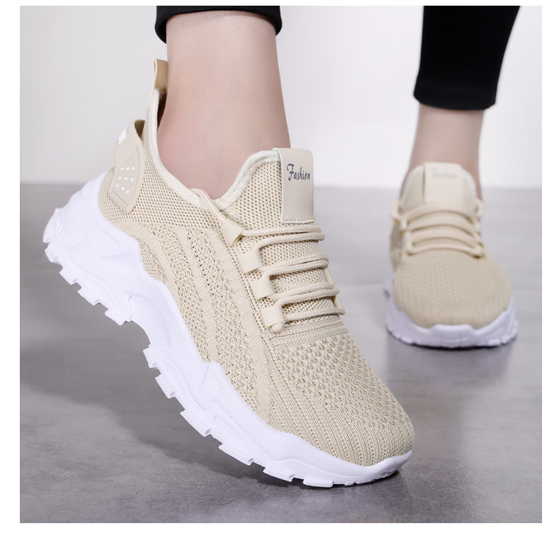 Ademende chunky platform sneakers voor dames van gebreid materiaal detail 8