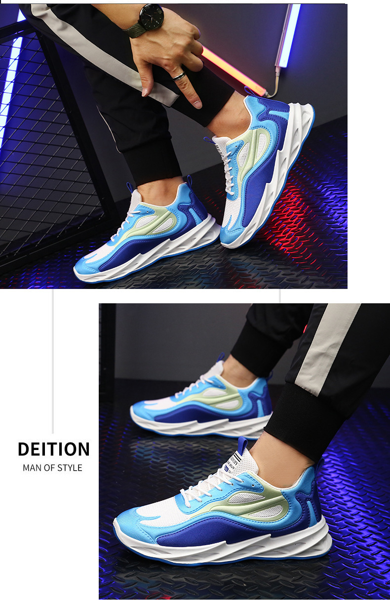 Men's Breathable Colorblock Lace-Up Athletic Shoes detail 8