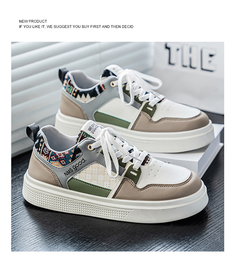 Baskets casual à plateforme et lacets pour hommes style color-block detail 5