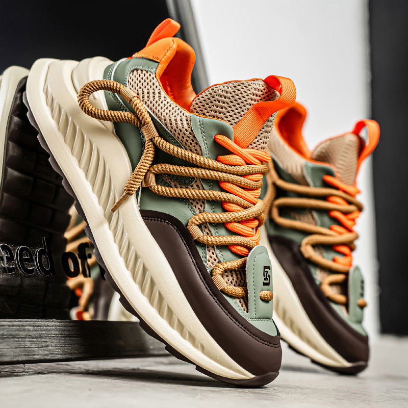 Atmungsaktive Plateau-Freizeitschuhe für Herren mit Schnürung 2
