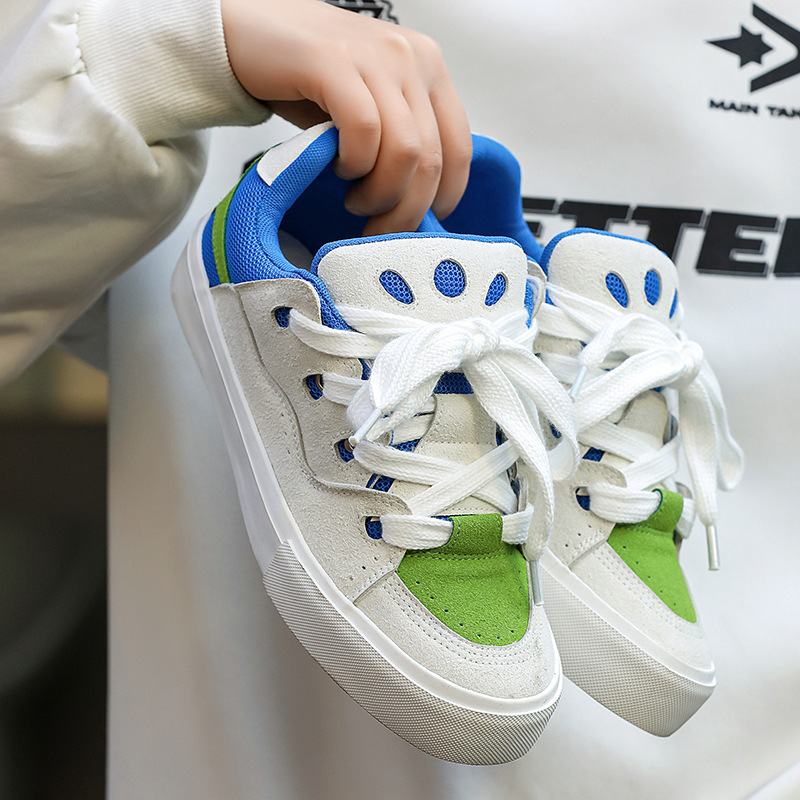 Unisex Colorblock Platform Lace-Up Skate Shoes 3