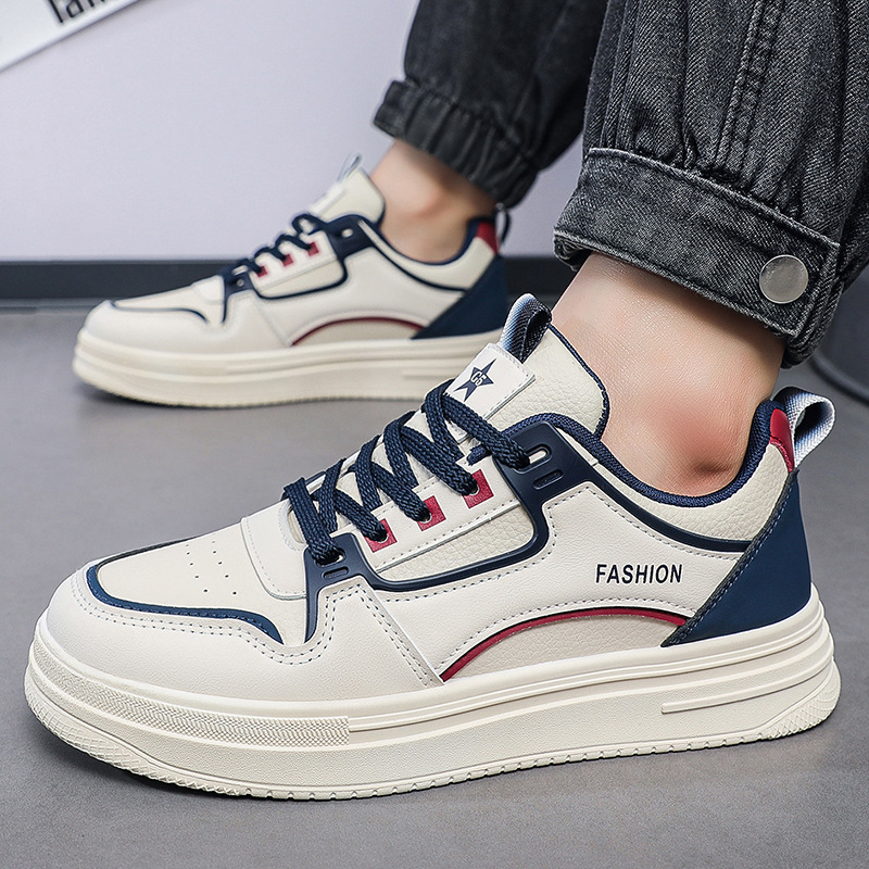 Men's Colorblock Lace-Up PU Leather Casual Shoes 4