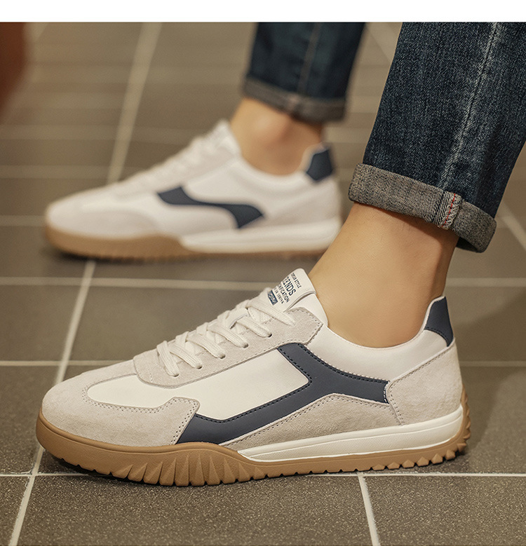 Baskets à lacets en cuir à blocs de couleurs pour homme detail 1