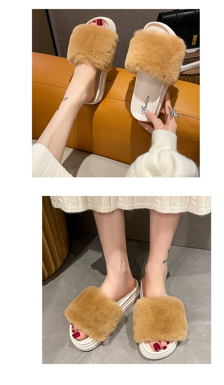 Pantofole da donna in morbido peluche con plateau e punta aperta detail 4