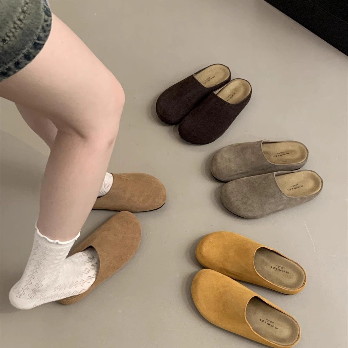 Chaussons confortables sans gêne en daim pour femme