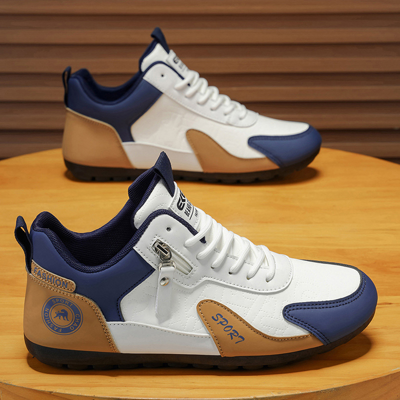 Scarpe casual da uomo stringate in ecopelle PU con design color block 3