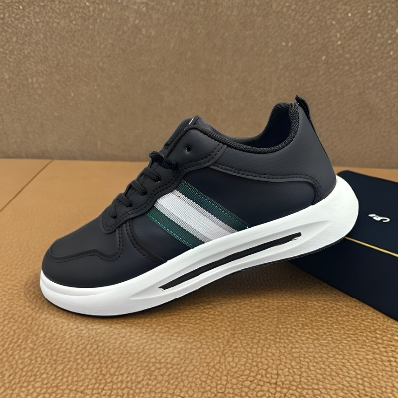 Men's Striped Lace-Up PU Leather Casual Sneakers detail 6