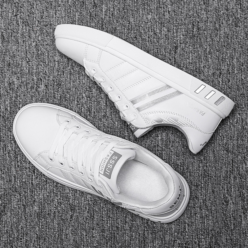 Leichte Freizeitschuhe für Herren aus PU-Leder mit Streifen & Schnürung detail 3