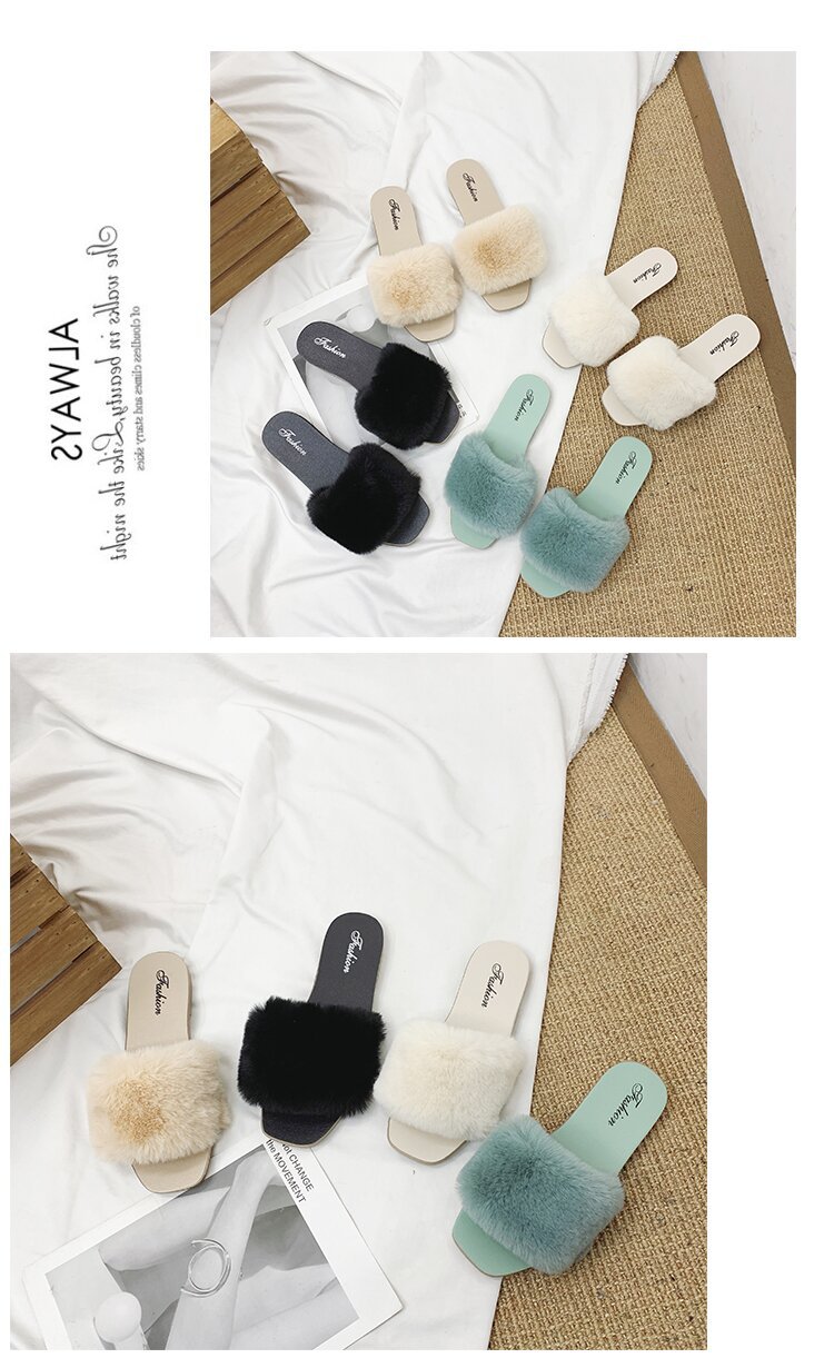 Pantofole Basse da Donna in Peluche con Punta Aperta detail 9