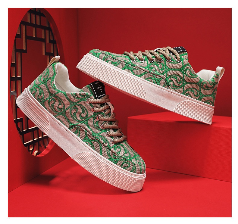 Men's Graphic Print Platform Lace-Up Casual Shoes detail 13