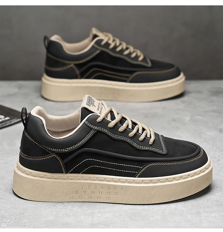Herren Plateau Freizeitschuhe zum Schnüren aus PU-Leder detail 8