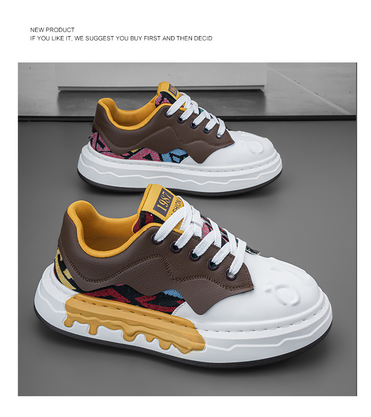 Men's Colorblock Lace-Up Platform Casual Sneakers detail 11