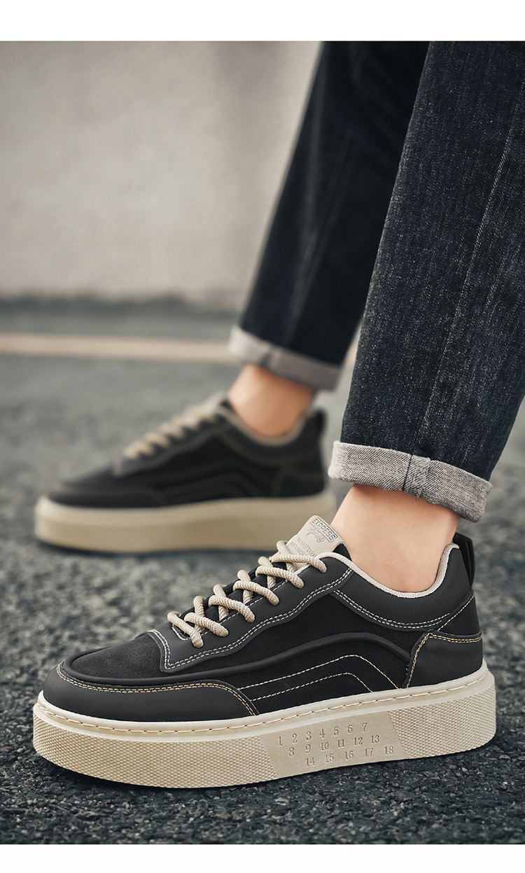 Herren Plateau Freizeitschuhe zum Schnüren aus PU-Leder detail 6