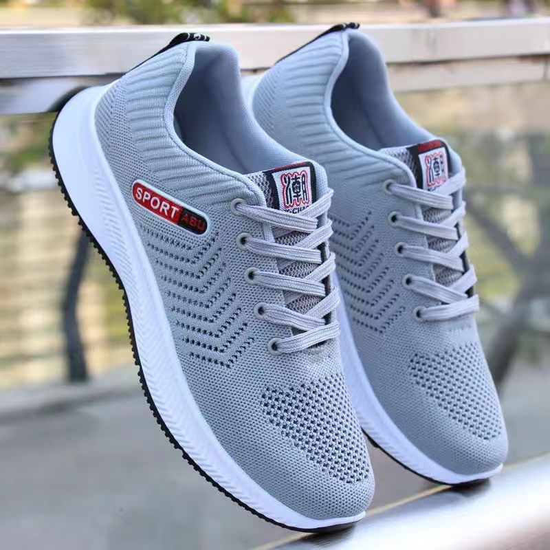 Men's Breathable Knit Lace-Up Running Shoes