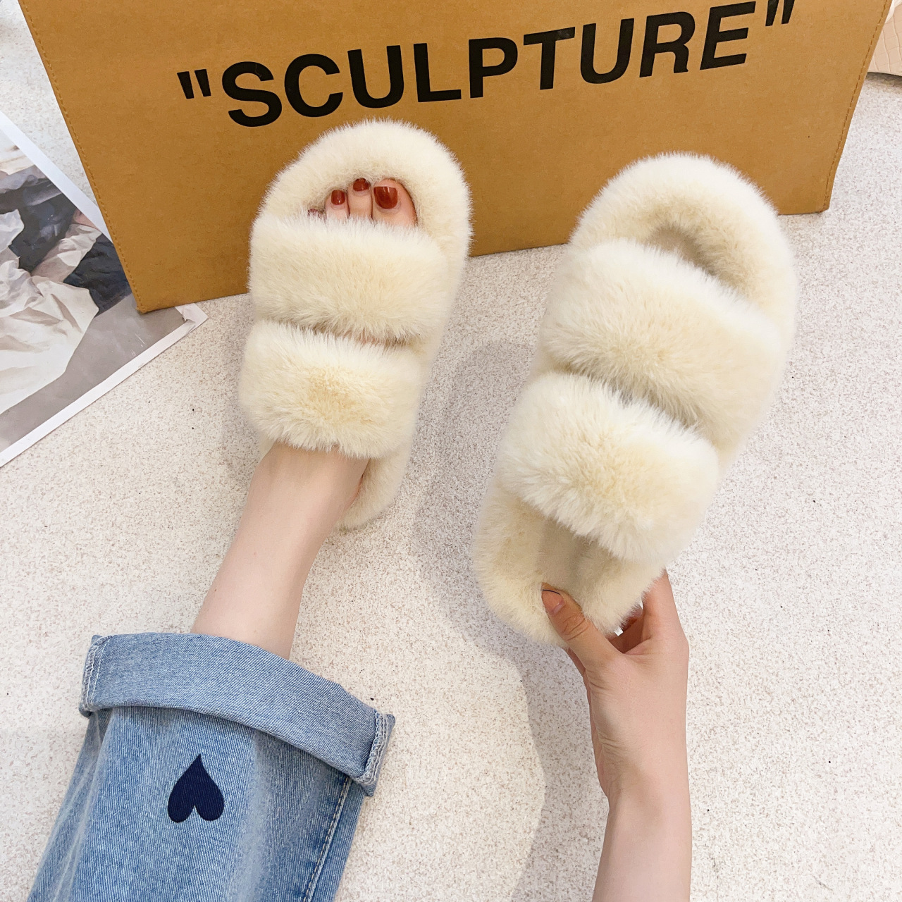 Furry Shoes-Beige