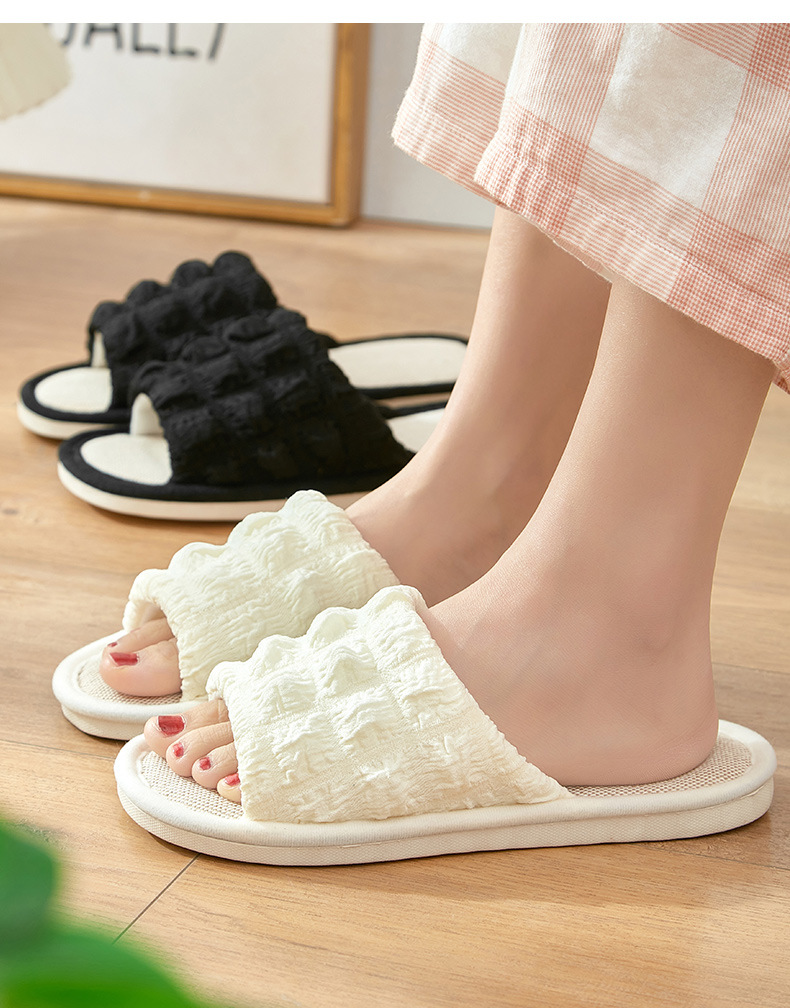 Women's Breathable Linen Open-Toe Slippers detail 5