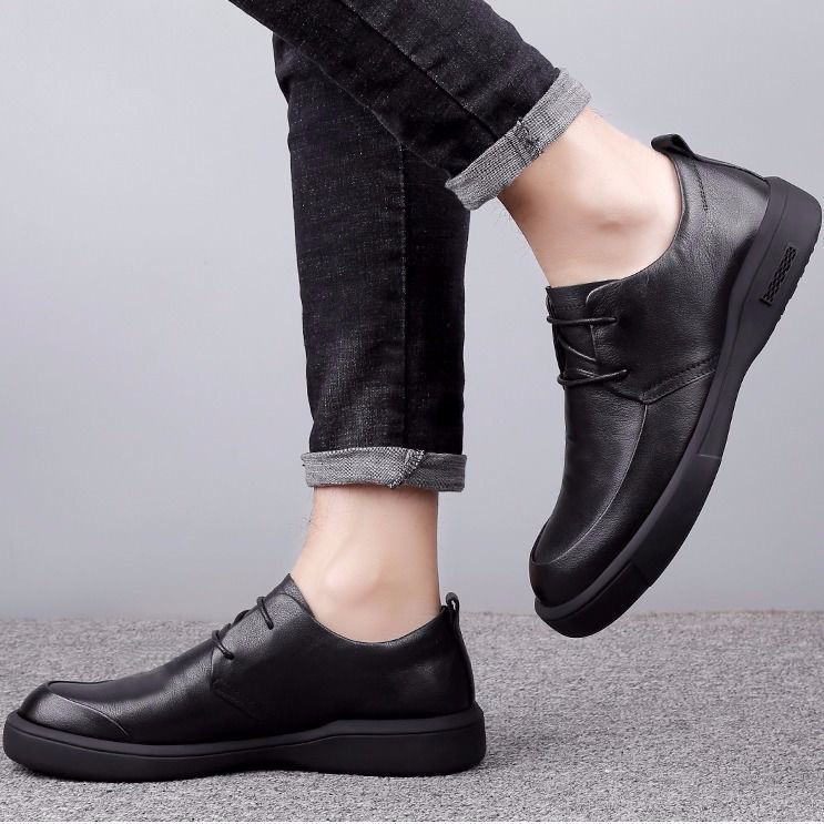 Chaussures casual pour homme en cuir véritable à lacets et semelle antidérapante 4