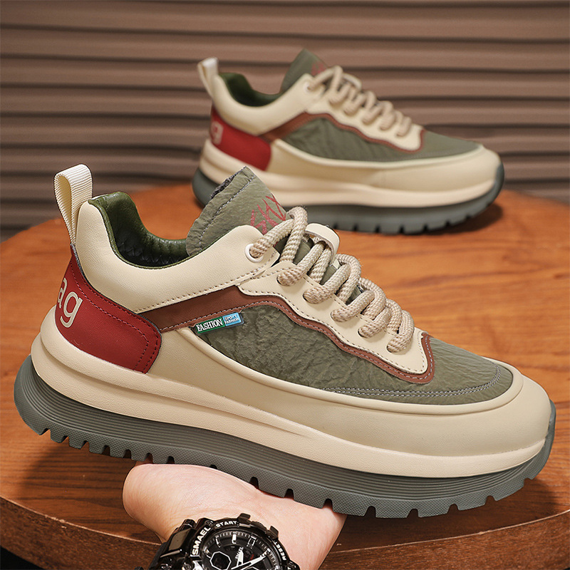 Men's Colorblock Platform Lace-Up Casual Shoes 2