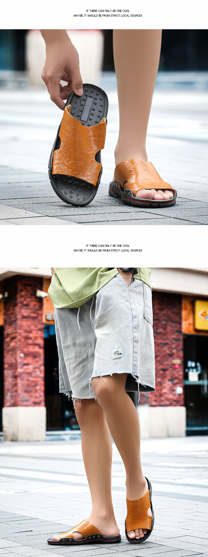 Men's Casual Non-Slip PU Leather Slide Slippers detail 8