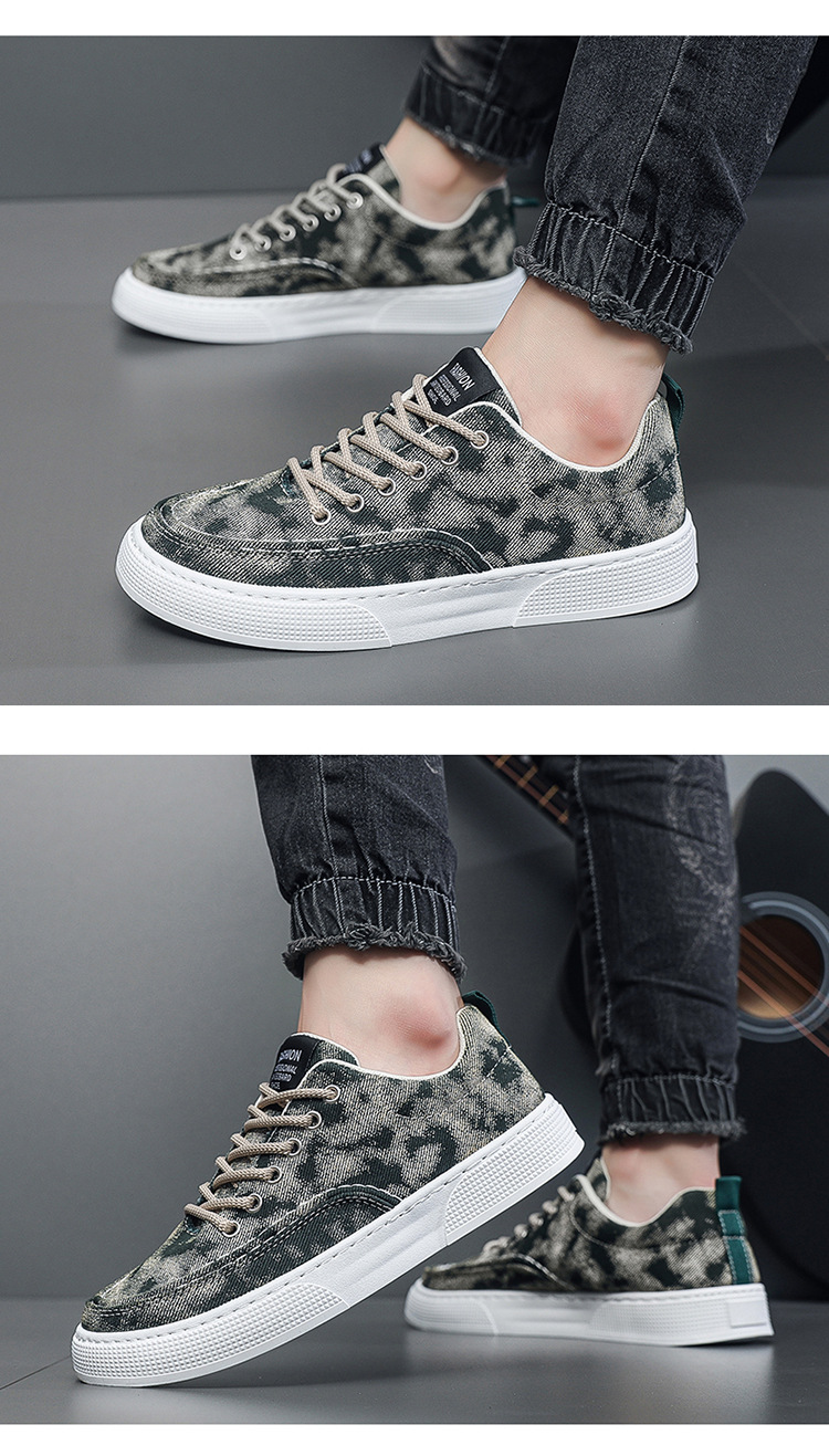 Men's Breathable Canvas Lace-Up Platform Casual Shoes detail 7