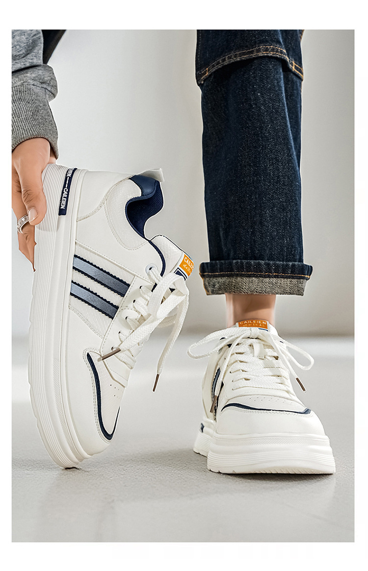 Scarpe casual stringate da uomo con plateau in pelle PU detail 3